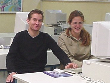 Bei der Arbeit (zugegeben: Es ist gestellt...): Luise und Mark